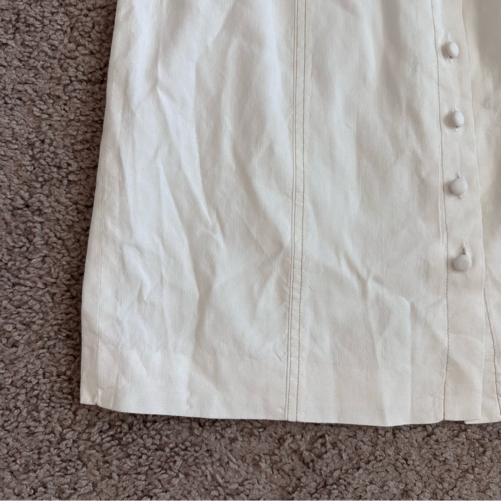 Theory Womens 4 Kayleigh Linen Blend White Button Front Mini Dress - Picture 5 of 16